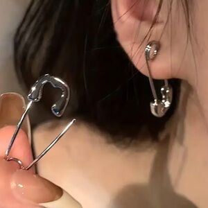 Elegant Silver Safety Pin Earrings